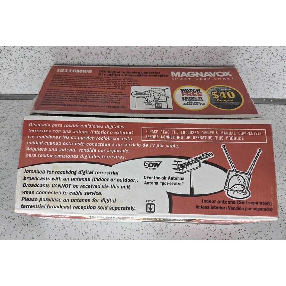 Magnavox DTV Digital To Analog TV Converter TB100MW9A New in Box with  Remote